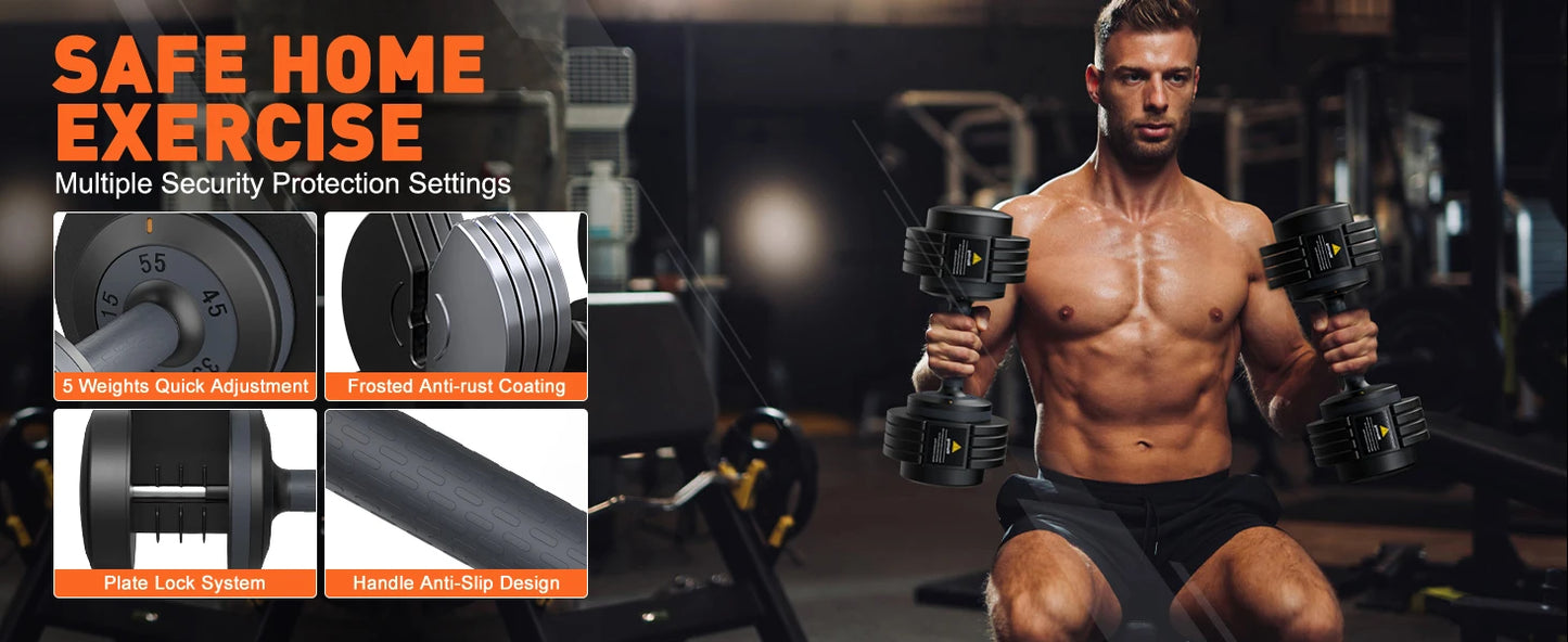 Adjustable Dumbbells Set 5-55 lbs