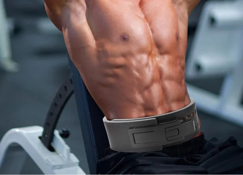 Double Row Cowhide Leather Weightlifting Belt