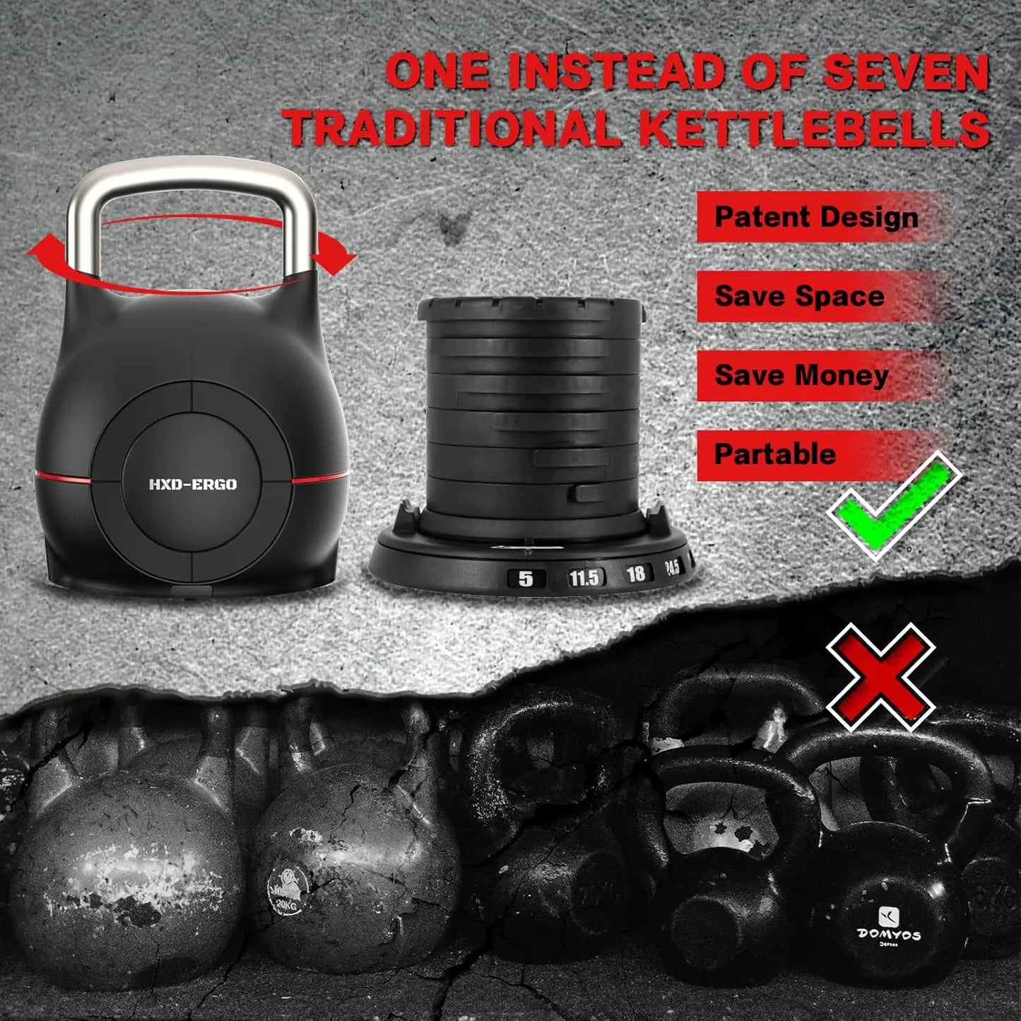 Ergonomic kettlebell set Weights(5lb-44lb)