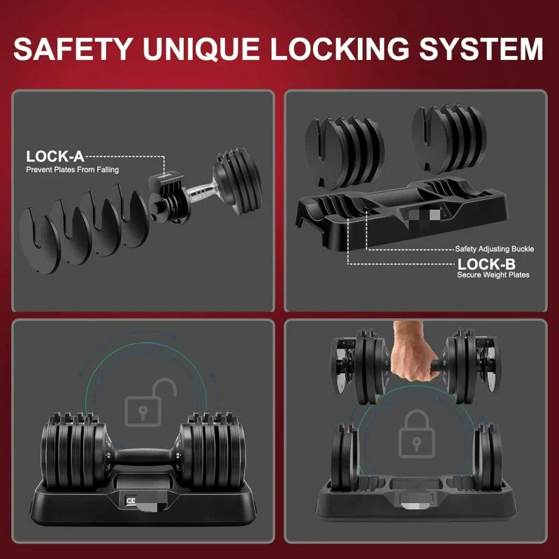 AQCDCASA Adjustable Dumbbells – 25LB/55LB