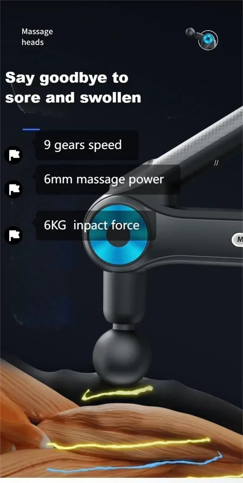 9-Head Electric Muscle Massage Gun