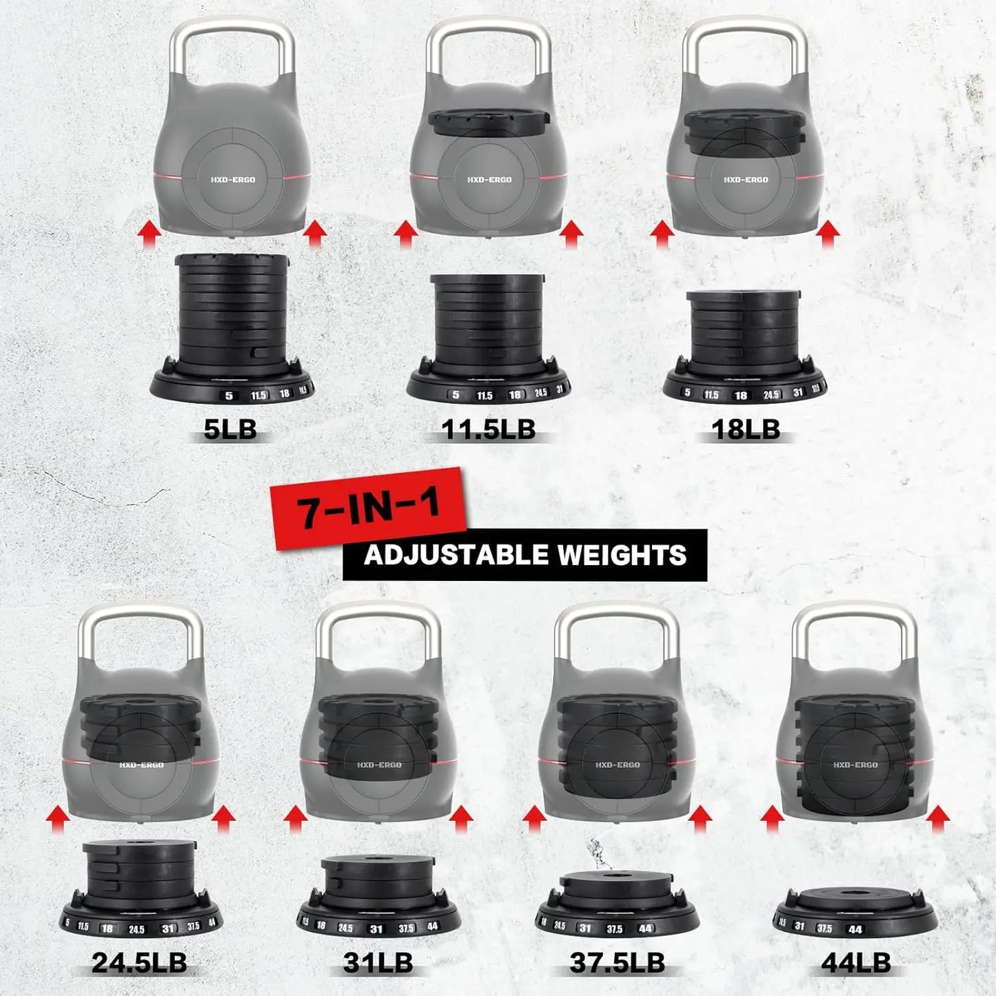 Ergonomic kettlebell set Weights(5lb-44lb)