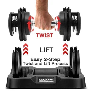 AQCDCASA Adjustable Dumbbells – 25LB/55LB